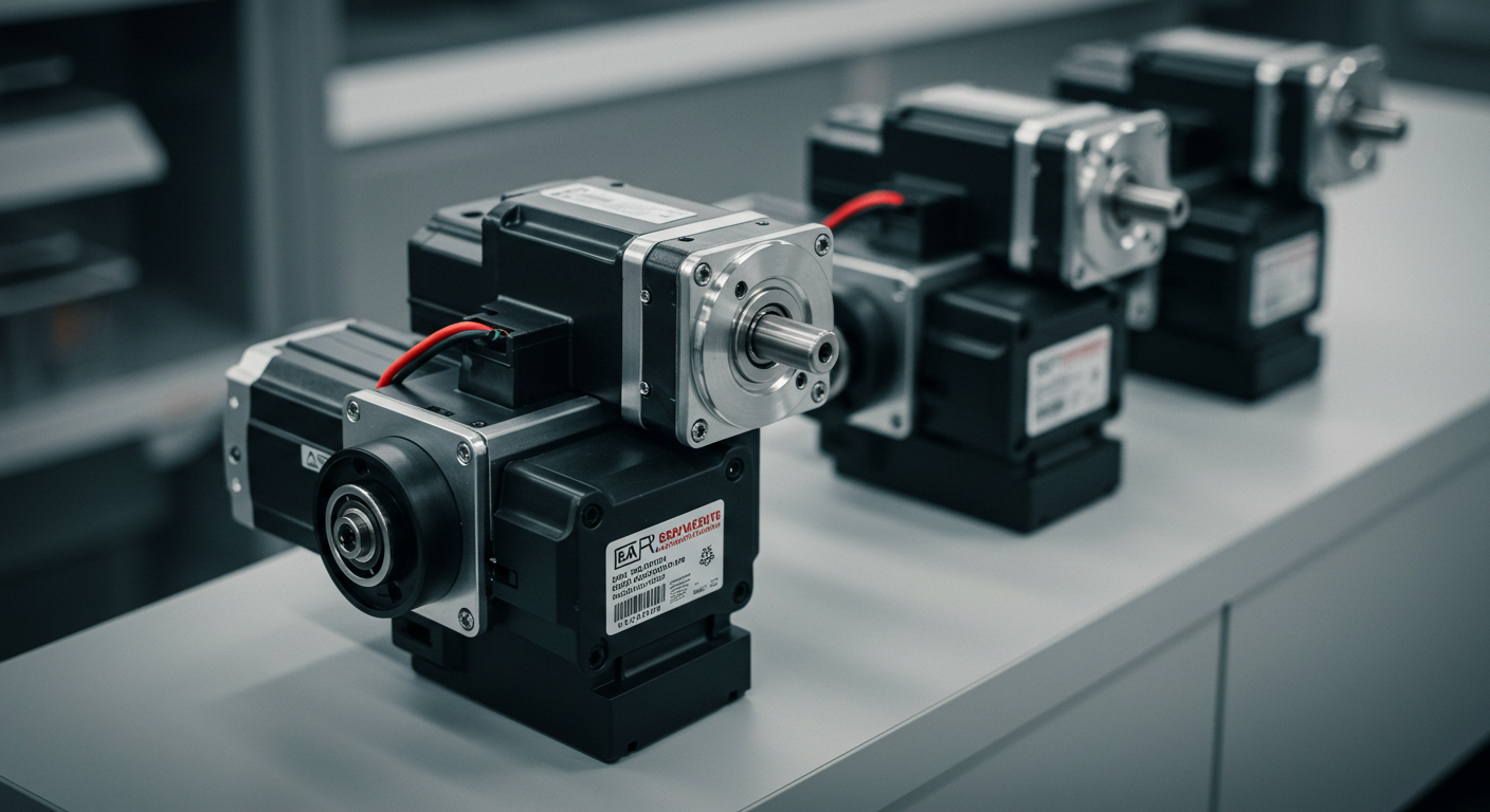 Industrial servo motors on testing station