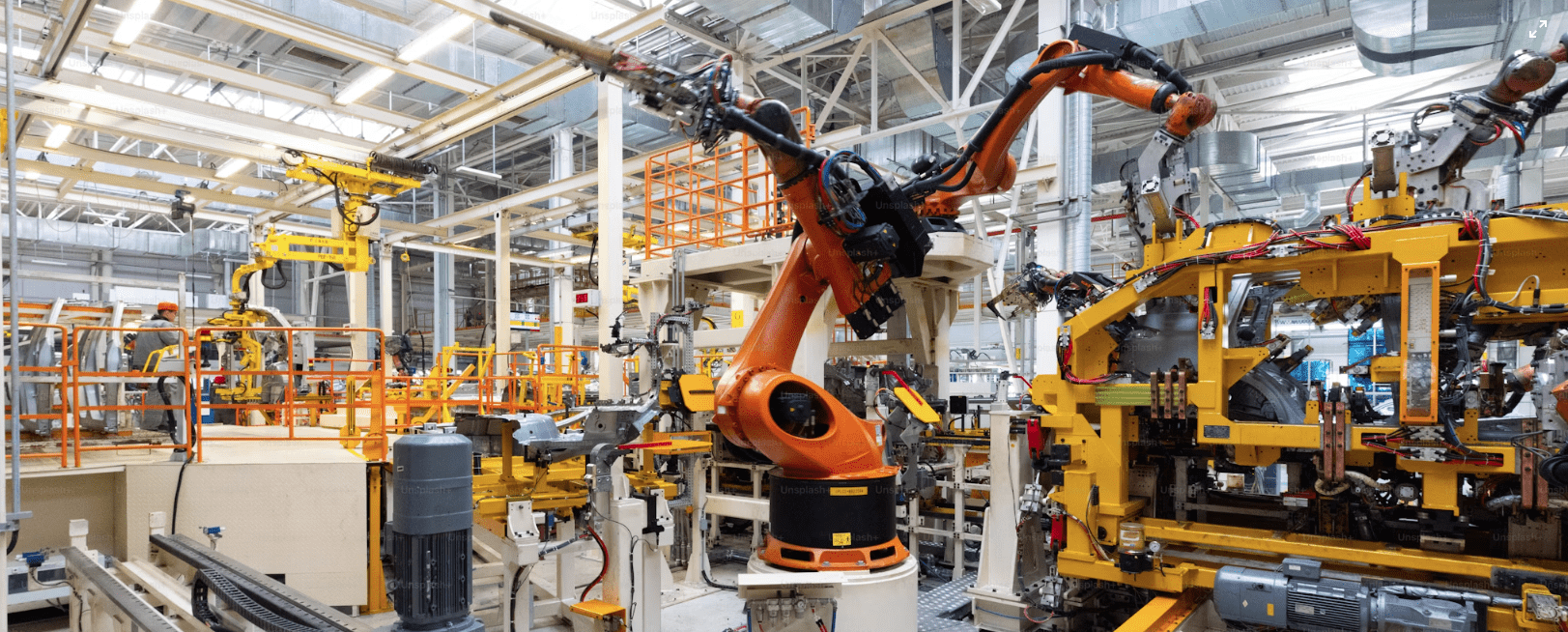 Robotic arm operating in modern industrial automation environment